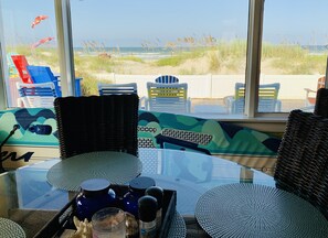Dining Room with an amazing oceanfront view 