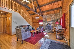Living Room | Wood-Burning Fireplace | Free WiFi | Workspace