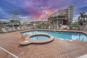 Heated swimming pool to swim year round.