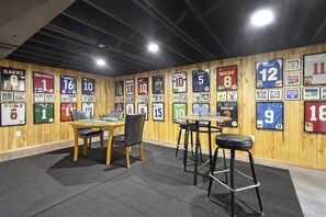 The Jersey Wall has 26 jerseys from the football career of the Pigskin Journeyman, from high school, college, arena, overseas, as well as actual on-screen worn jerseys from TV and movies.