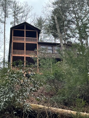 View of the cabin from the creek
