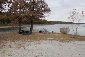 Fire pit and picnic area at the cove where the boat ramp is. 