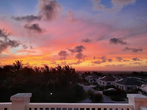 Beautiful view of the sunset over the sea from the front veranda.