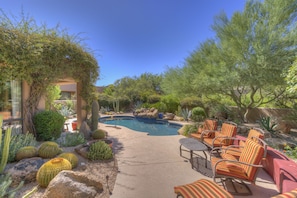 Lush and private backyard oasis. 