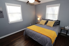 Master bedroom has queen bed