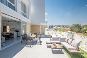 Outside seating area and dining area