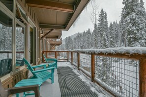 Balcony with snowy views