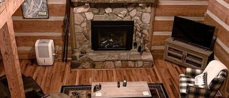 View of living room from loft.