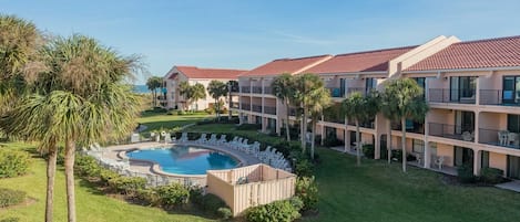 view from master balcony to pool and ocean