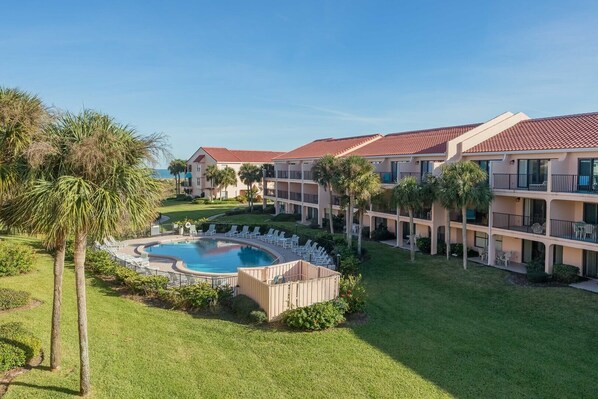 view from master balcony to pool and ocean