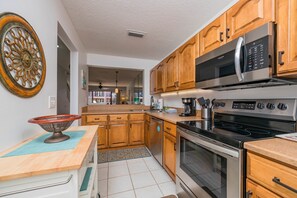 view from kitchen to living area