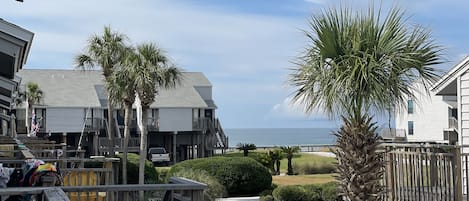 Amazing view from back deck. Steps from beach and pool yet plenty of privacy. 