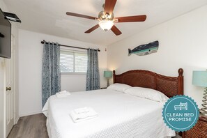 Sleep better at Padre Escapes with our exclusive Clean Bed Promise; providing fresh linens, comforters, and towels washed at high temperatures exceeding CDC recommendations, setting us apart for a truly restful vacation