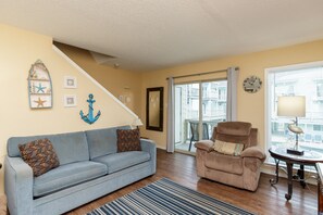 Cozy living area with a great view of the pool