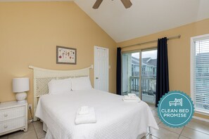 Sleep better at Padre Escapes with our exclusive Clean Bed Promise, providing fresh linens, comforters, and towels washed at high temperatures exceeding CDC recommendations, setting us apart for a truly restful vacation