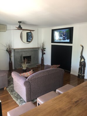 Lounge room, with fire place