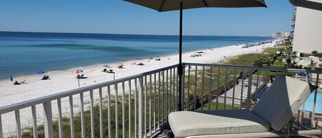 Unobstructed corner balcony, you can see beach for miles!