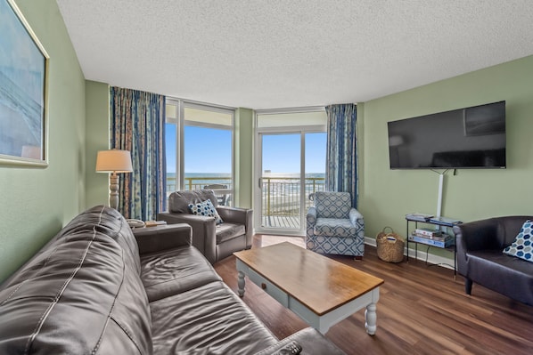 Enjoy the spectacular oceanfront view from the living room.