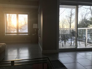 View from blue family room couch