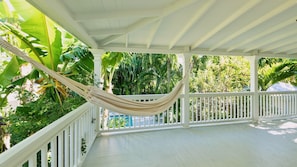 A hammock, perfect for daydreaming on the upstairs balcony...