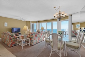 Living room and dining area