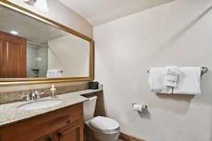 Guest bathroom vanity space