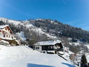 Snow, Mountain, Sky, Property, Window, Building, Cloud, House, Tree, Slope