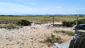 Looking out at the bay and Ptown from the deck