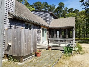 Enclosed outdoor shower and back deck