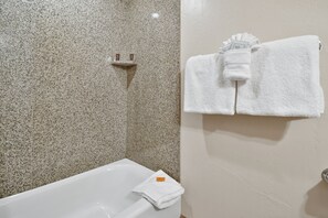 Guest bathroom with shower tub combo