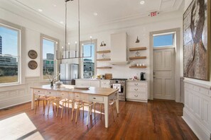 Open kitchen overlooking downtown