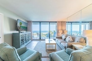 Floor to ceiling windows offer excellent views of Edgewater Beach & Golf Resort and, of course, the BEACH!