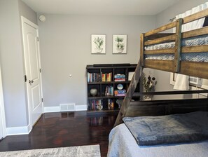 Second bedroom with bunk bed.