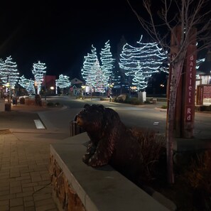 Holiday lights in the village at Big Bear Lake