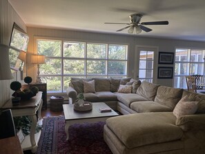 Living room-70” TV so bring the family and have great conversation 