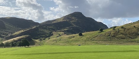 This is the view of Arthur's Seat from all windows in the apartment.