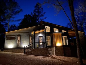 House lit at night