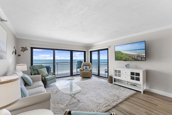 Welcome to Shorehom by the Sea #61! This beautifully updated, direct oceanfront condo offers breathtaking views and easy access to the pristine, no-drive sands of New Smyrna Beach. Your perfect beach getaway awaits!