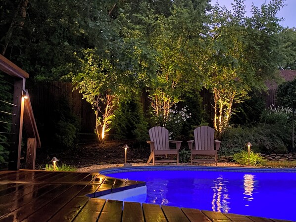 Spend your day outdoors lovely scenic property w/Designer Landscape lighting