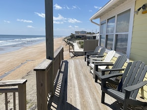 Plenty of seating on the oceanfront deck
