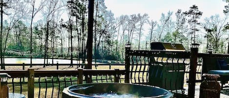 Hot tub overlooking the pond 