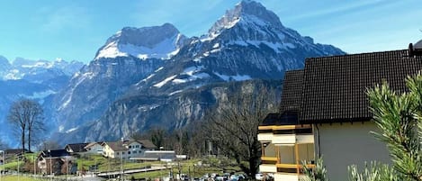 Blick von der Terrasse auf die Berge 