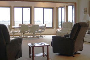 Living/Dining Area with View of Marsh and Atlantic Ocean