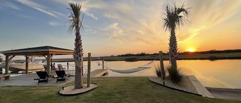 Comfortable hammock to enjoy perfect sunsets and watch the dolphins swim.