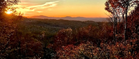 Sunset, Blue Ridge Mountains, and Fall Colors from the Deck