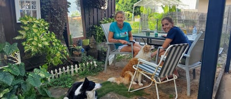 Guests chilling by the shed