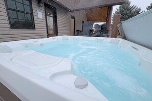 Soak your cares away in the private hot tub — it is the perfect way to relax during your time here.