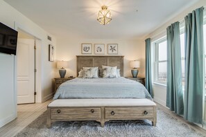 Master bedroom overlooks bay.  Includes private master bath.