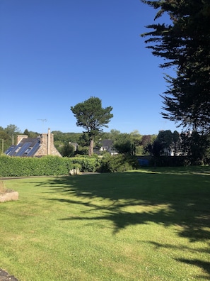 Parc côté avant de la maison et chemin d'accès véhicule