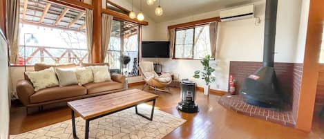 A warm living room based on wood